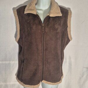 Nina Capri zippered-front lined Vest, brown in size Medium